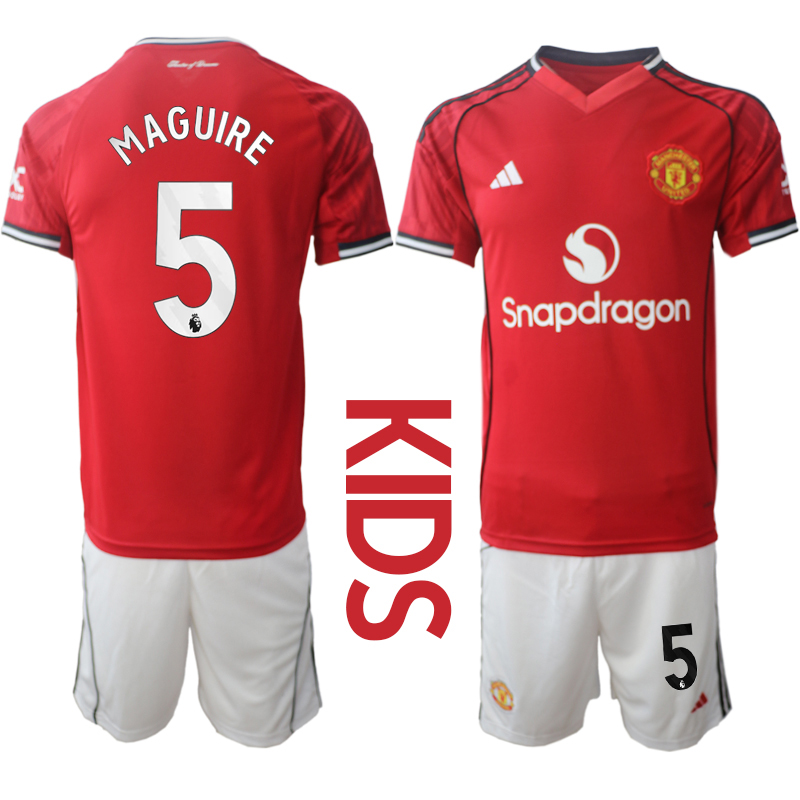 Youth 2025-2026 Club Manchester United home Red #5 Soccer Jersey